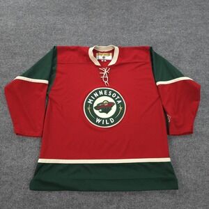 Vintage Minnesota Wild Jersey Mens XL Red NHL Ice Hockey Koho Air Knit Canada